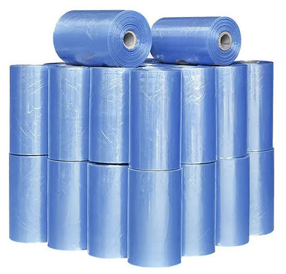 Plain PVC Shrink Wrap Film Sleeves Clear Blue 19 mikron